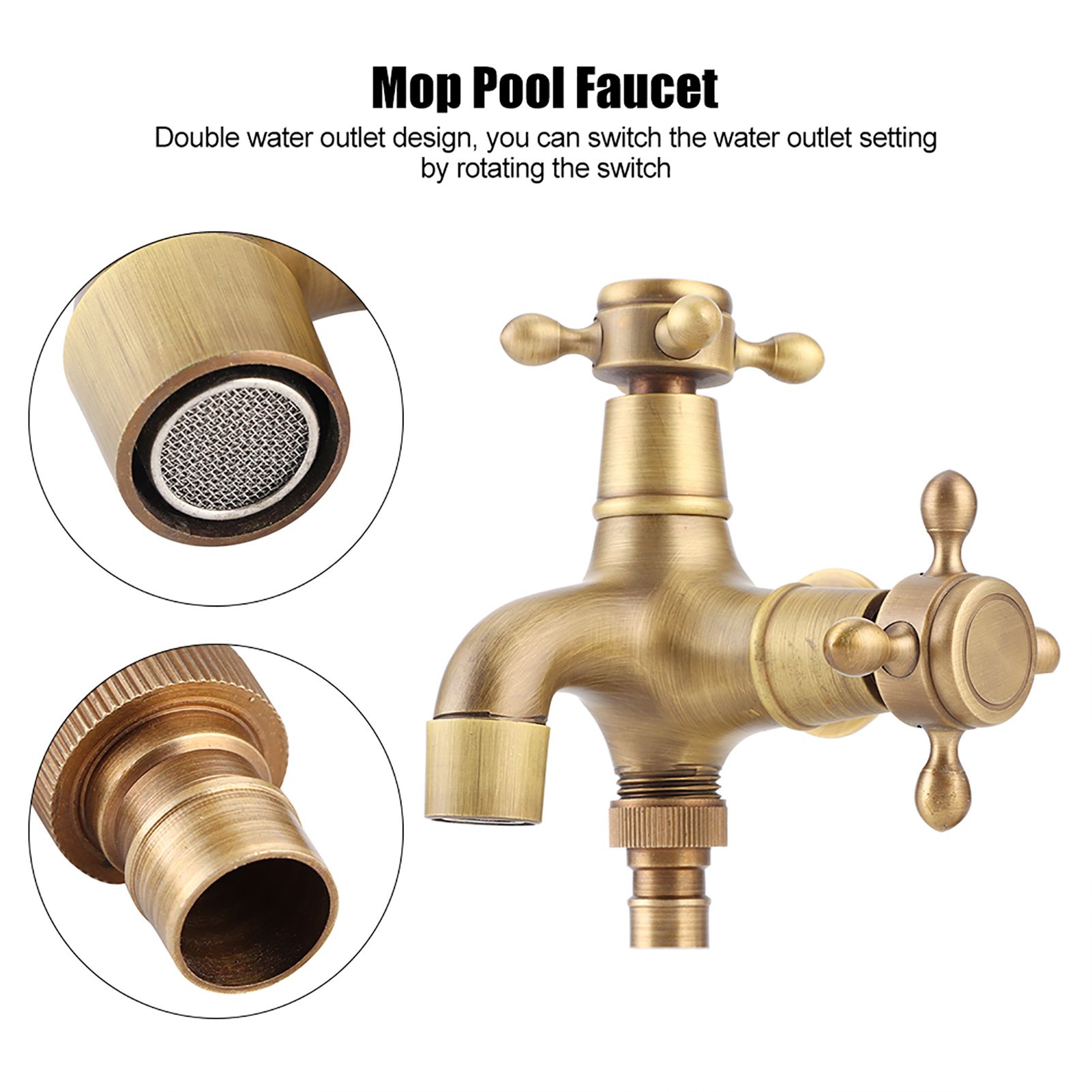 G1/2in Thread Bathroom Copper Single Cold Faucet Washing Machine Mop Pool view 7
