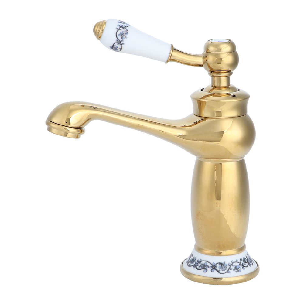 Stylish Antique Gold Brass Basin Faucet Hot and Cold Water Tap for Hotel Home