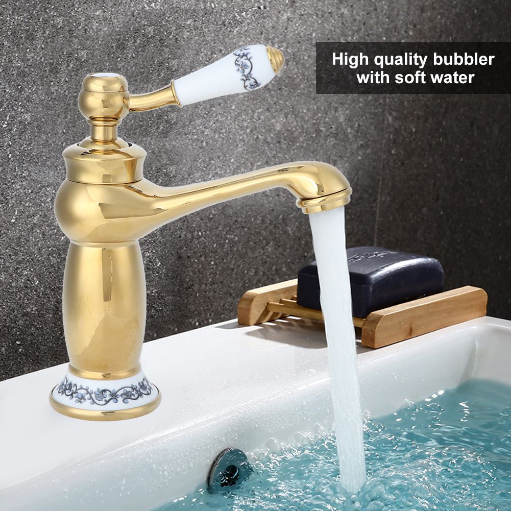 Stylish Antique Gold Brass Basin Faucet Hot and Cold Water Tap for Hotel Home view 7