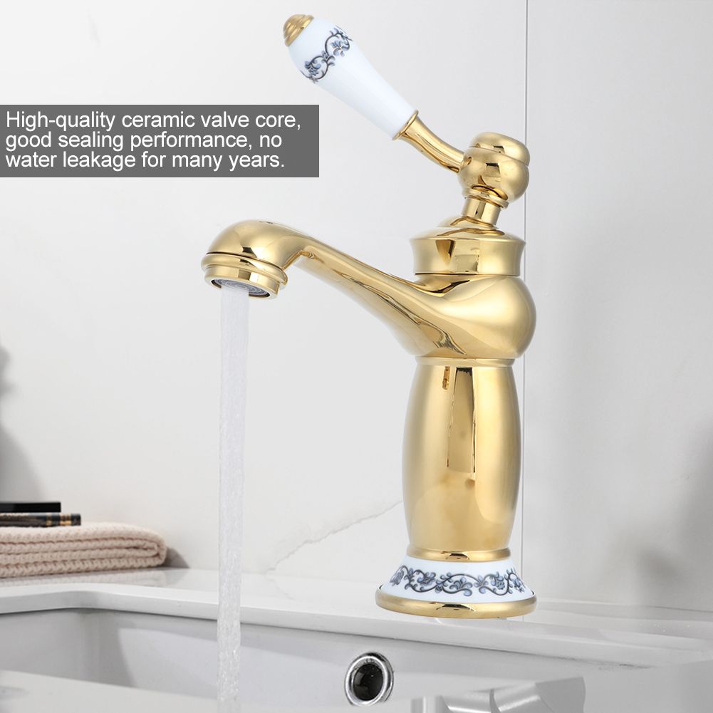 Stylish Antique Gold Brass Basin Faucet Hot and Cold Water Tap for Hotel Home view 8