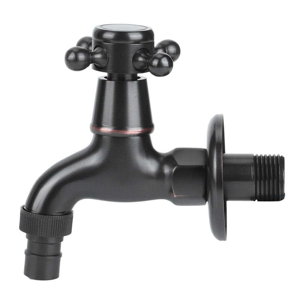 G1/2in Thread Retro Style Water Tap Brass Black Short Type Washing Machine