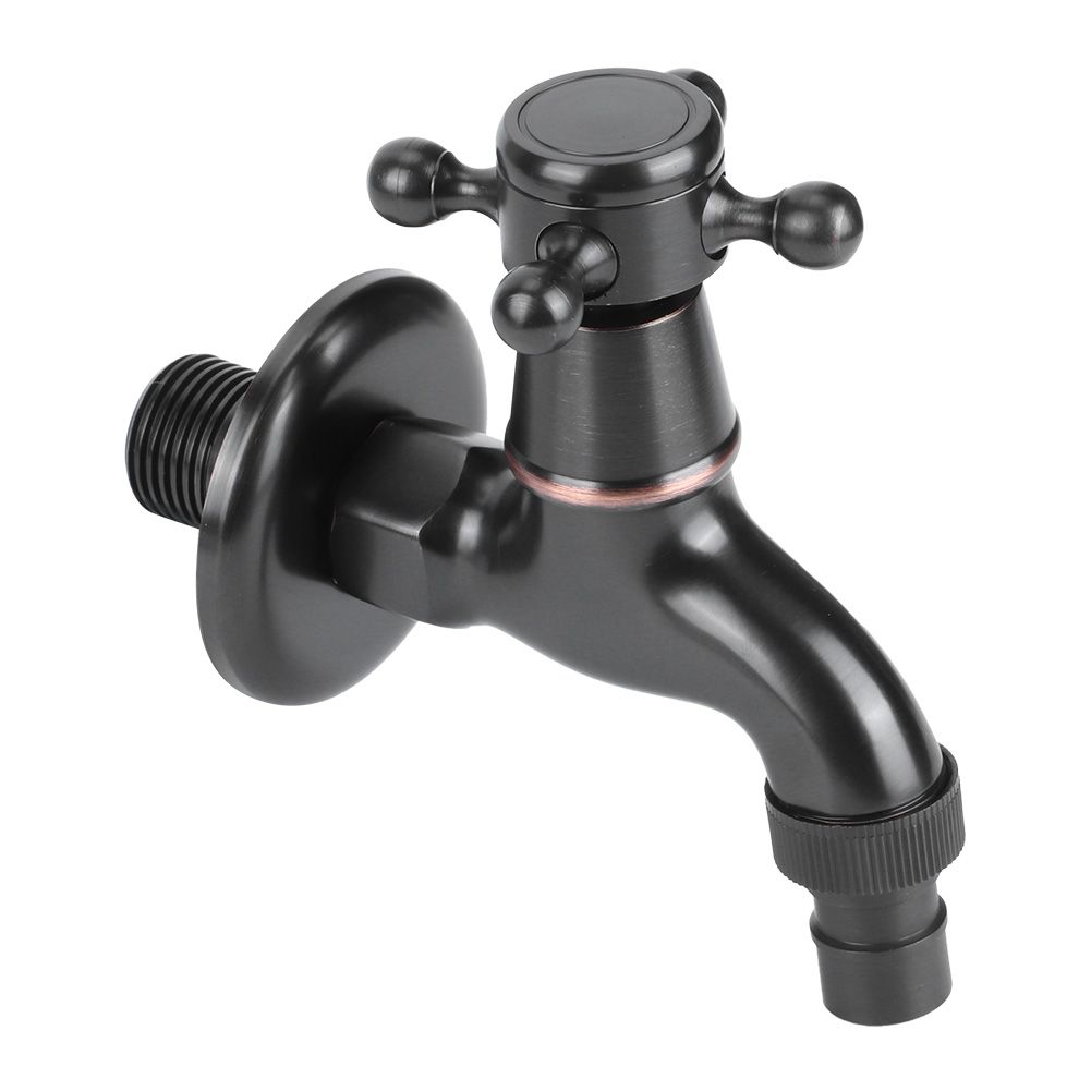 G1/2in Thread Retro Style Water Tap Brass Black Short Type Washing Machine view 4