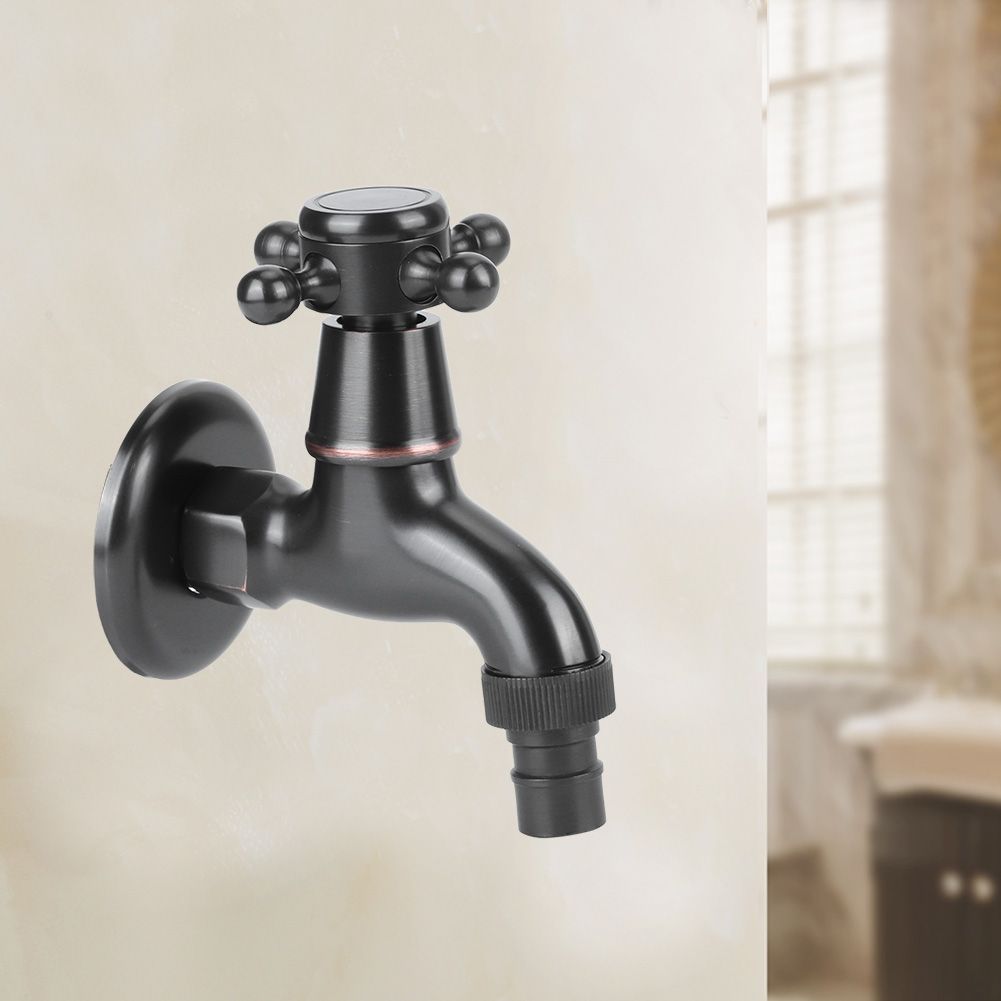 G1/2in Thread Retro Style Water Tap Brass Black Short Type Washing Machine view 5