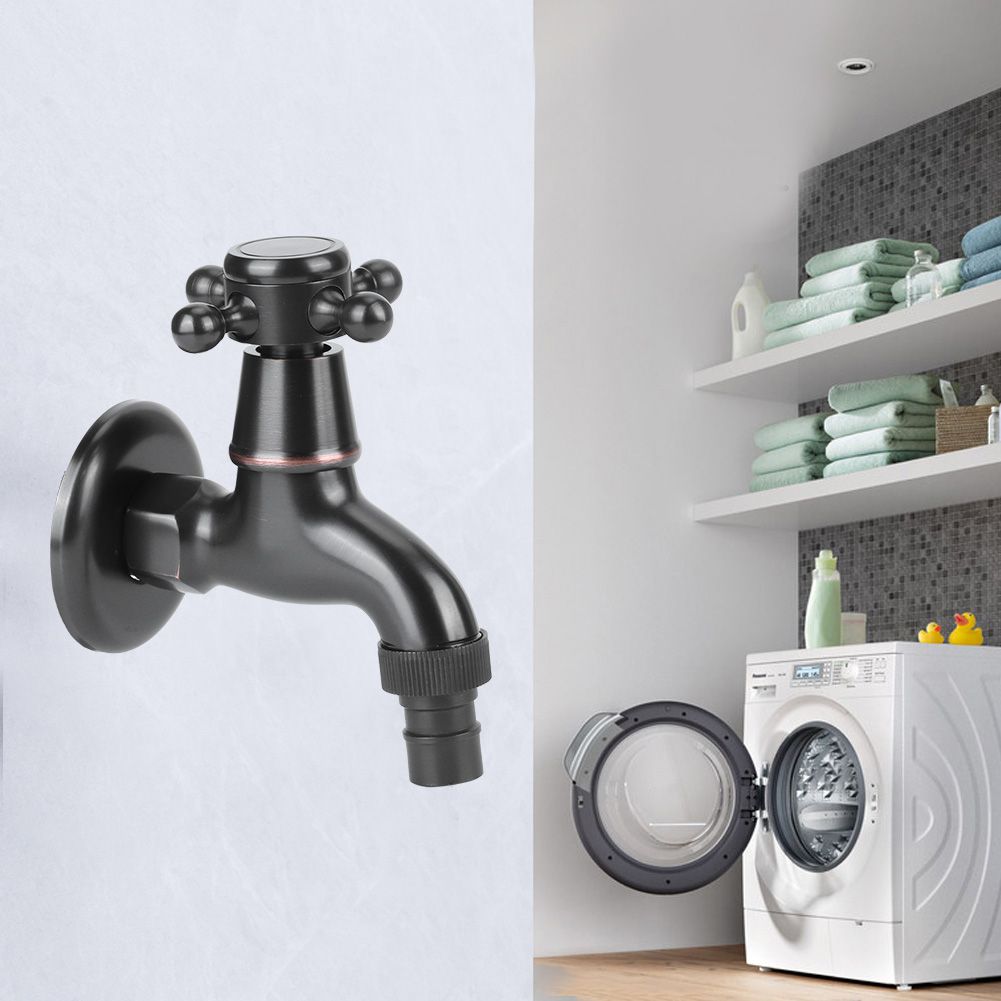 G1/2in Thread Retro Style Water Tap Brass Black Short Type Washing Machine view 6
