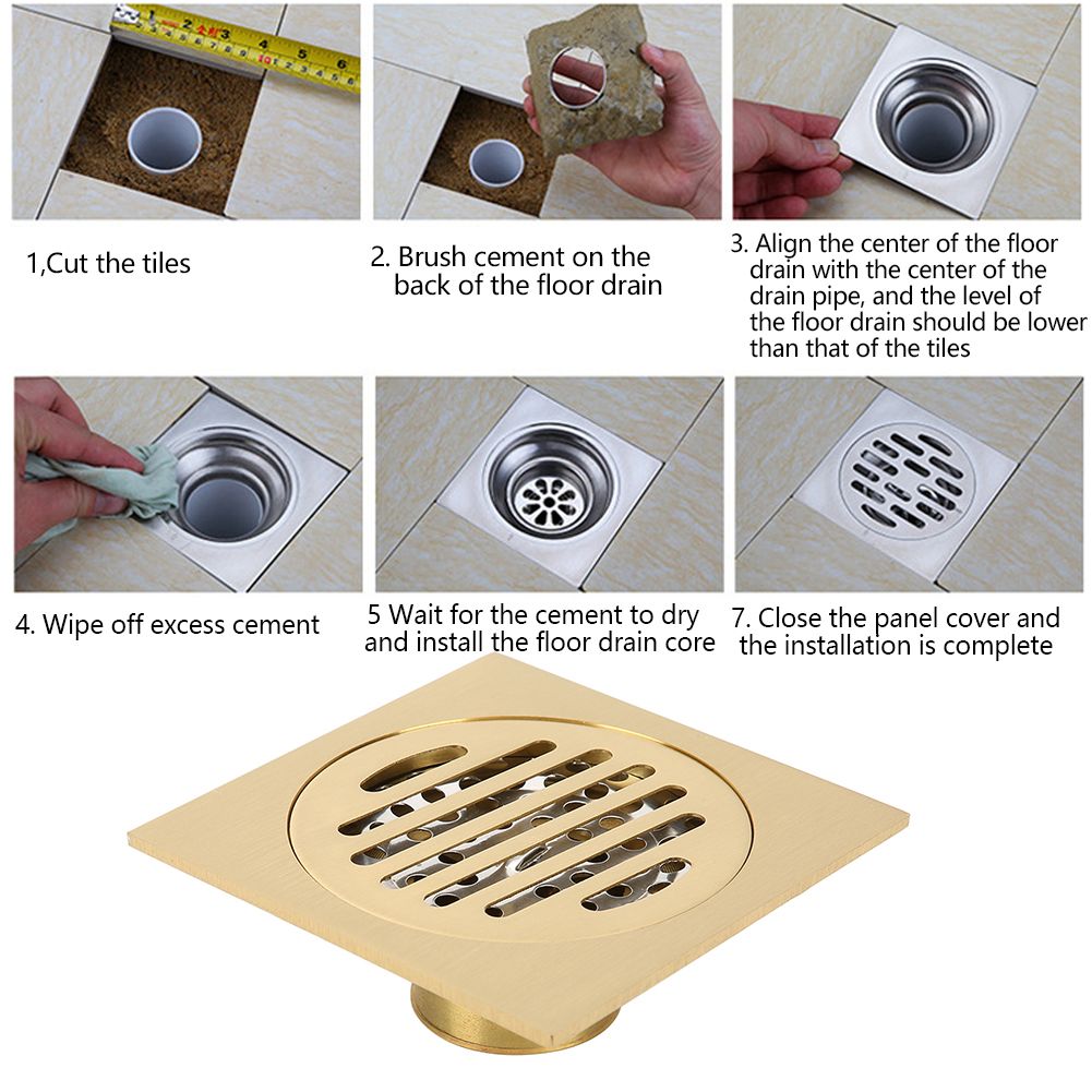 Bathroom Hardware Brass Anti Odor Shower Floor Drain Water Draining Supplies view 11