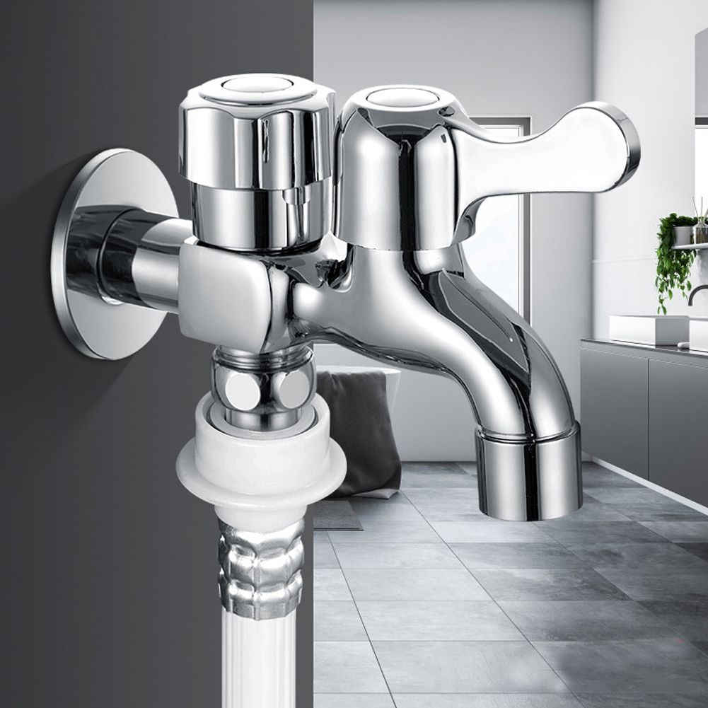 G1/2in Copper Electroplating Washing Machine Faucet Dual Use Water Tap for