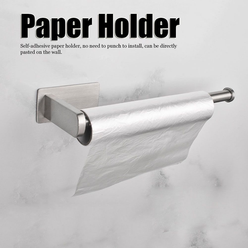 SUS304 Stainless Steel Brushed Self Adhesive Toilet Paper Holder Tissue Rack view 8