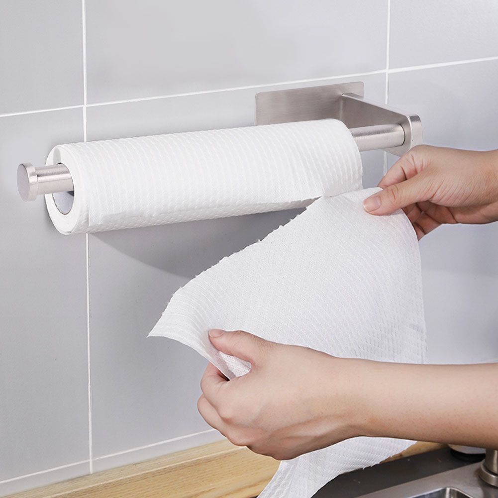 SUS304 Stainless Steel Brushed Self Adhesive Toilet Paper Holder Tissue Rack view 9