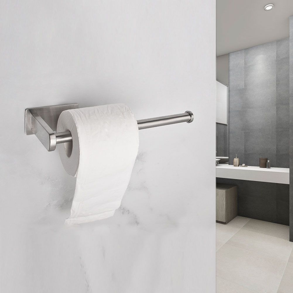 SUS304 Stainless Steel Brushed Self Adhesive Toilet Paper Holder Tissue Rack view 10