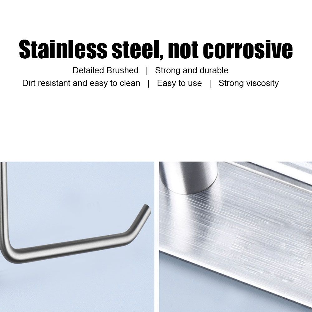 Stainless Steel Kitchen Roll Paper Rack Self Adhesive Towel Rack for Home view 8
