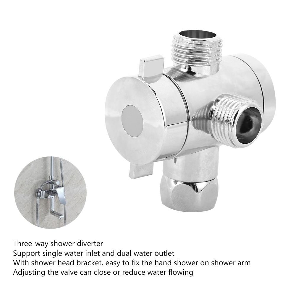 Multifunction G1/2 3‑Way Bath Shower Diverter Valve with Shower Head Holder view 11