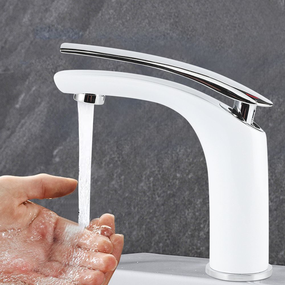 White Paint Washbasin Faucet Hot and Cold Bathroom Hardware Basin Water Tap