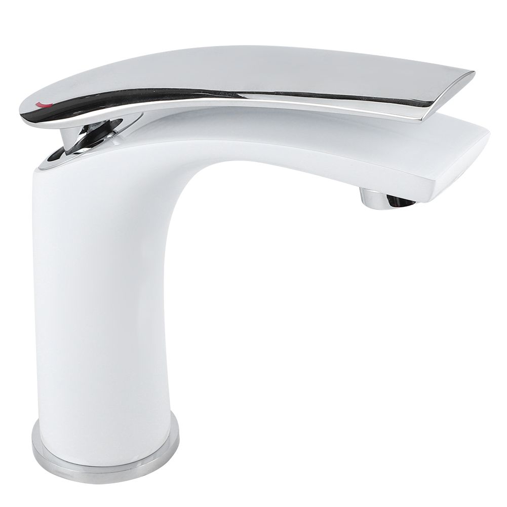 White Paint Washbasin Faucet Hot and Cold Bathroom Hardware Basin Water Tap view 4