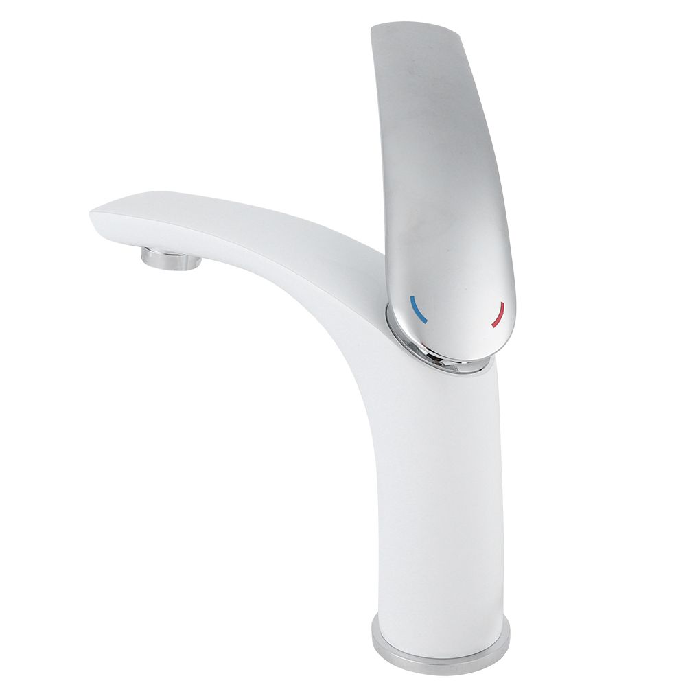 White Paint Washbasin Faucet Hot and Cold Bathroom Hardware Basin Water Tap view 8