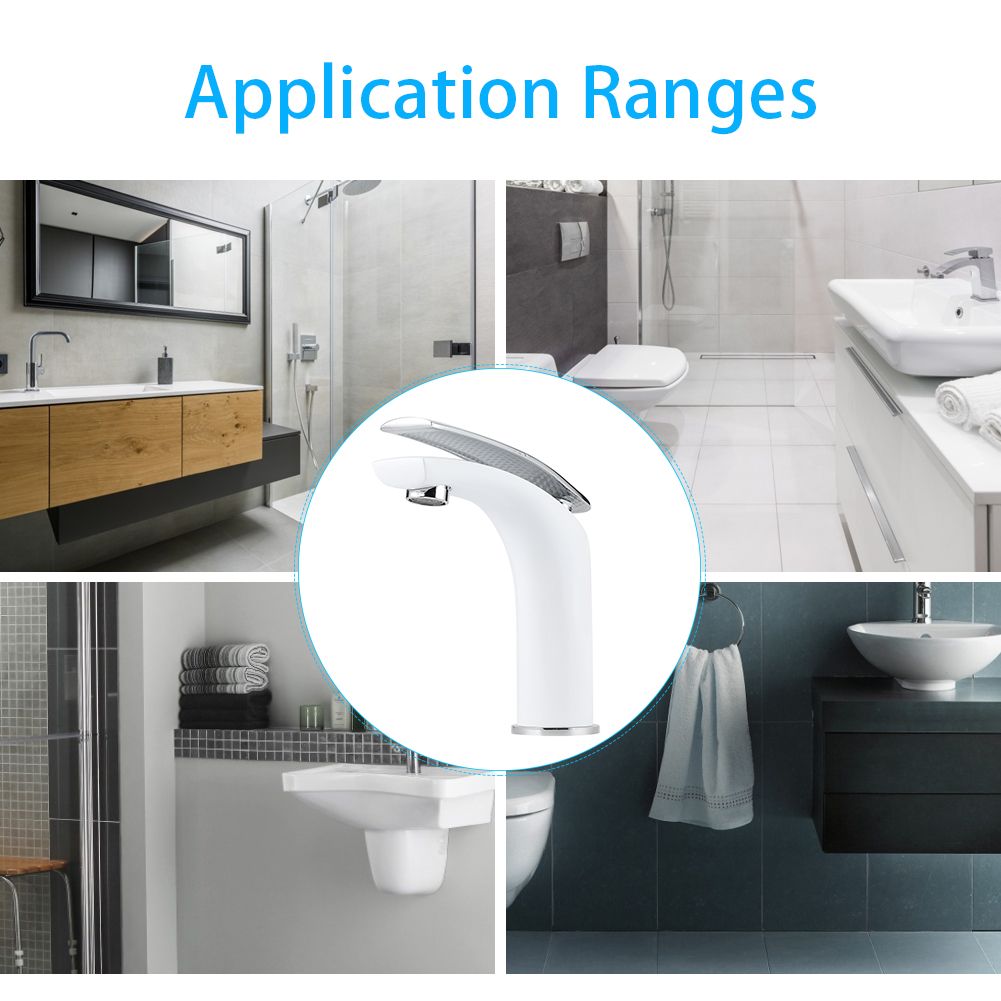 White Paint Washbasin Faucet Hot and Cold Bathroom Hardware Basin Water Tap view 12