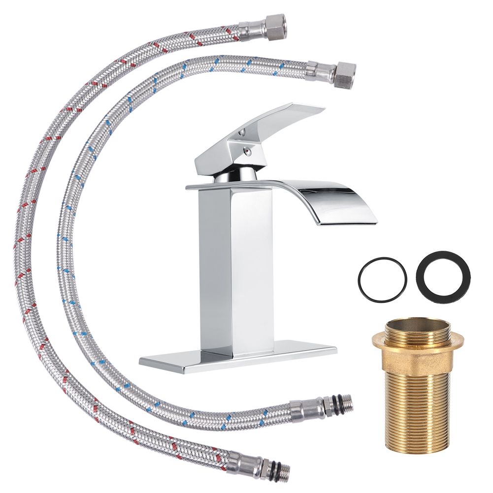 3/8 Standard Wide Spout Single Hole Brass Waterfall Hot and Cold Water Faucet view 2