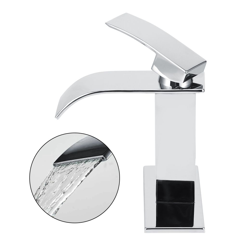 3/8 Standard Wide Spout Single Hole Brass Waterfall Hot and Cold Water Faucet view 3