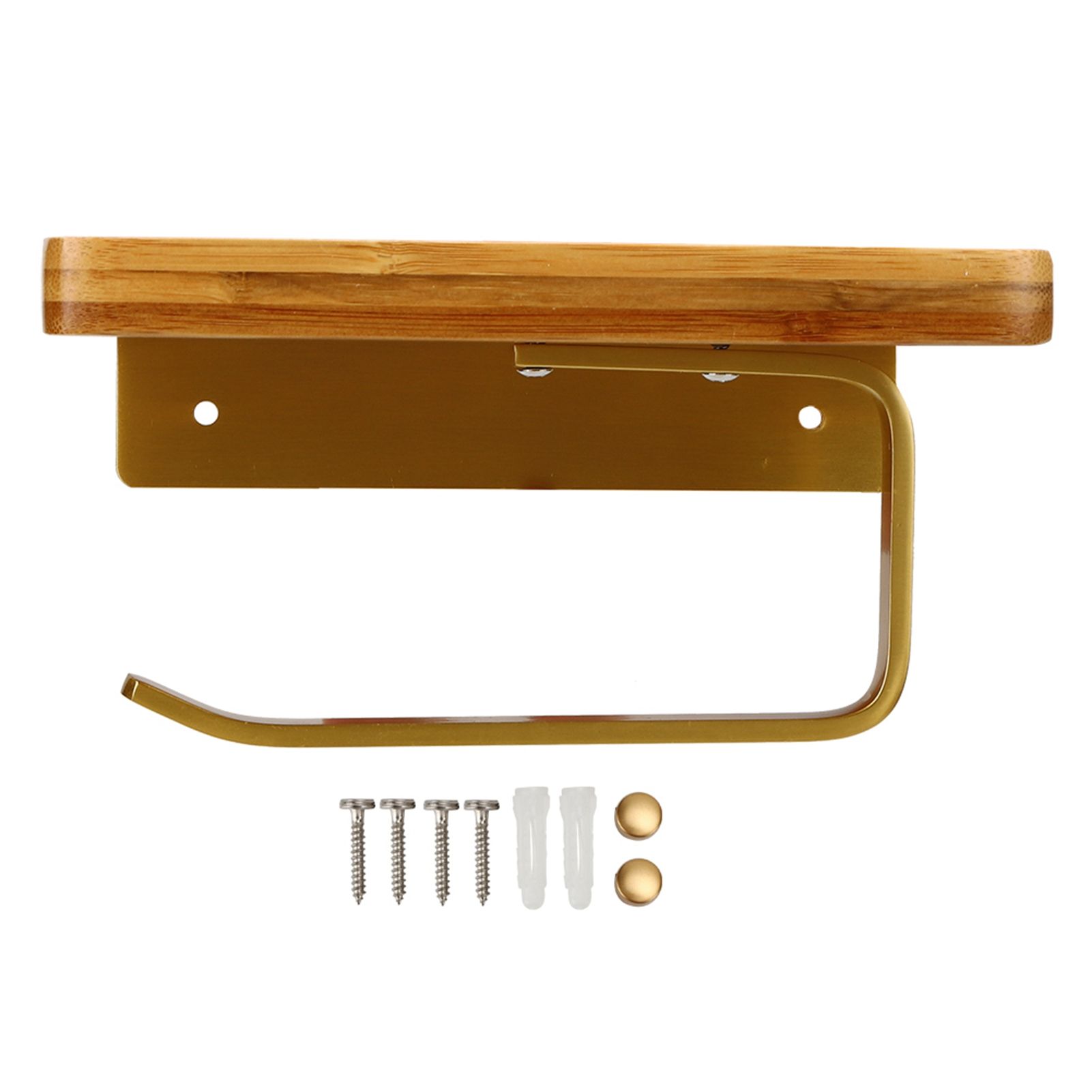 Wall Mounted Paper Towel Holder Tissue Roll Paper Rack Organizer with Shelf view 2