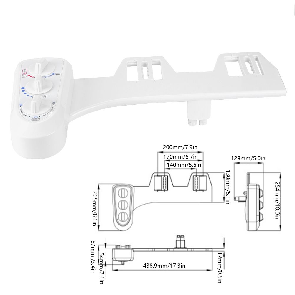 3/8 Thread Bidet Attachment Hot and Cold Water Double Nozzle Toilet Bidet view 12