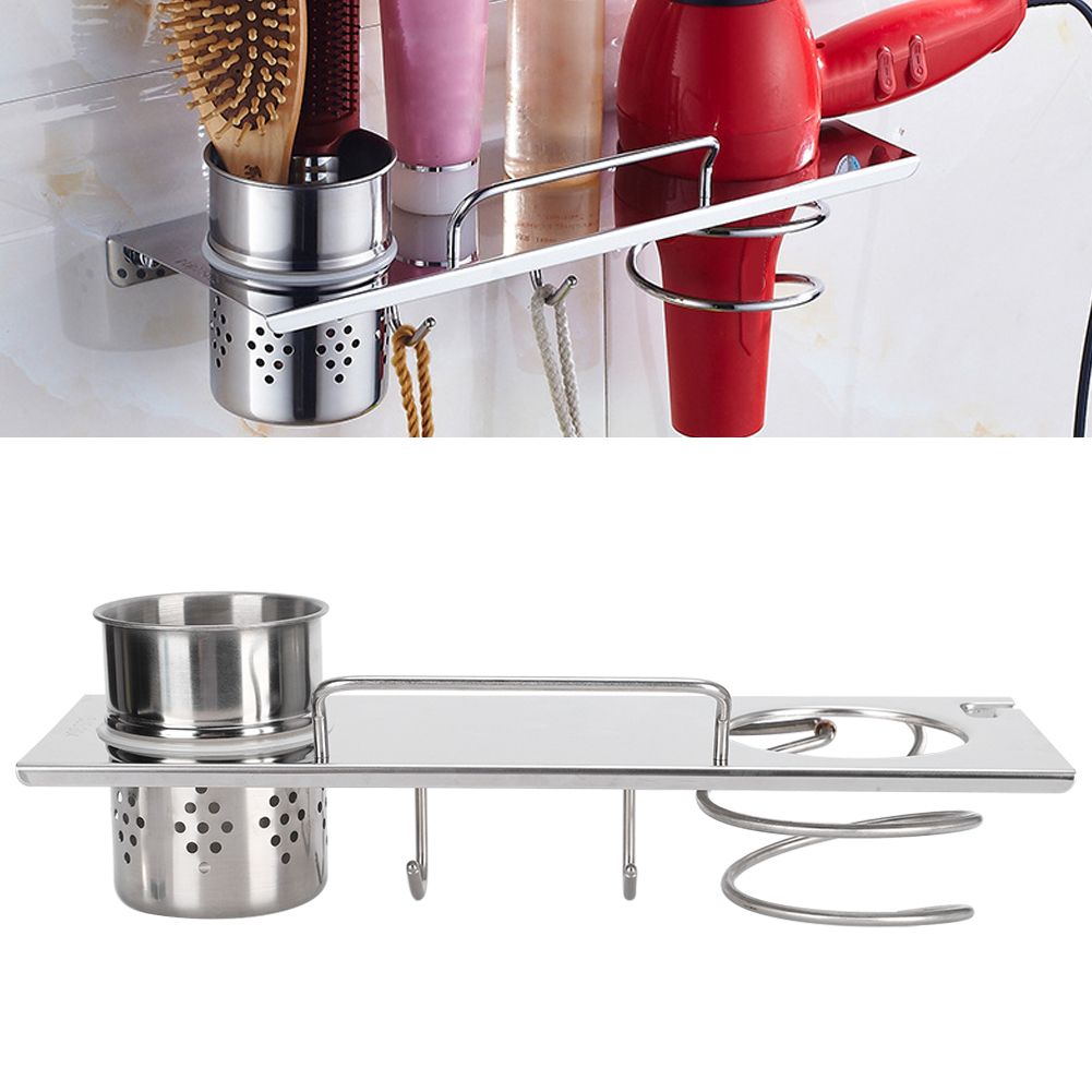 Wall Mounted Hair Dryer Storage Organizer Rack Holder Hanger for Bathroom view 10