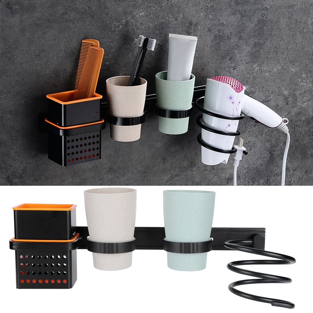 Multifunctional Space Aluminum Bathroom Storage Rack Hair Dryer Toothbrush Holder view 9