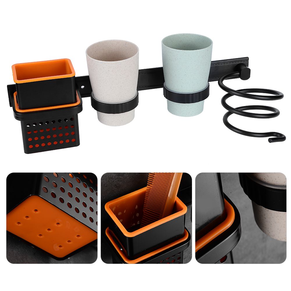 Multifunctional Space Aluminum Bathroom Storage Rack Hair Dryer Toothbrush Holder view 10