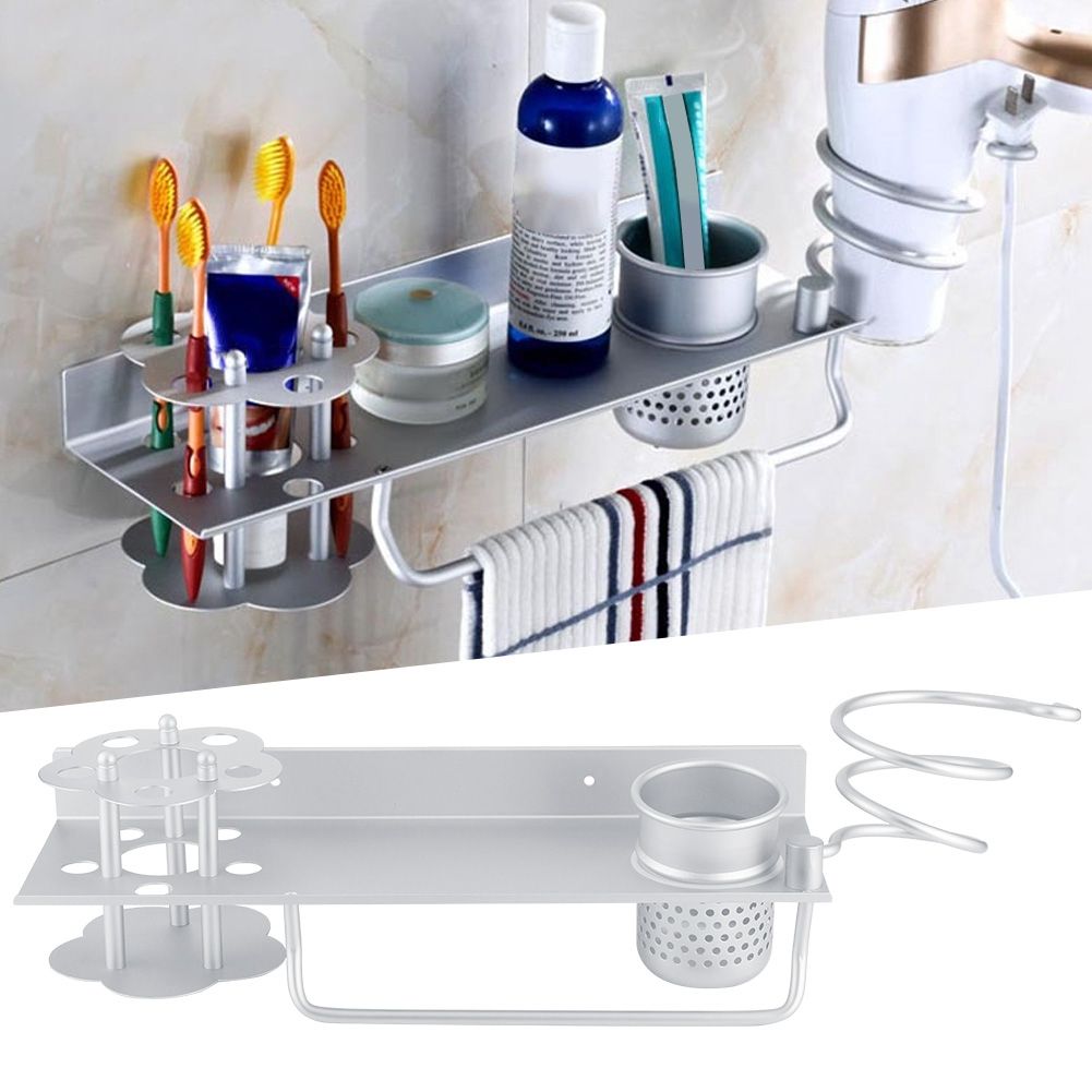 Space Aluminum Wall Mounted Bathroom Storage Shelf Towel Rack Tissue Box Set view 9