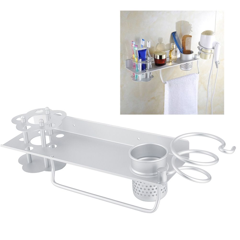 Space Aluminum Wall Mounted Bathroom Storage Shelf Towel Rack Tissue Box Set view 10