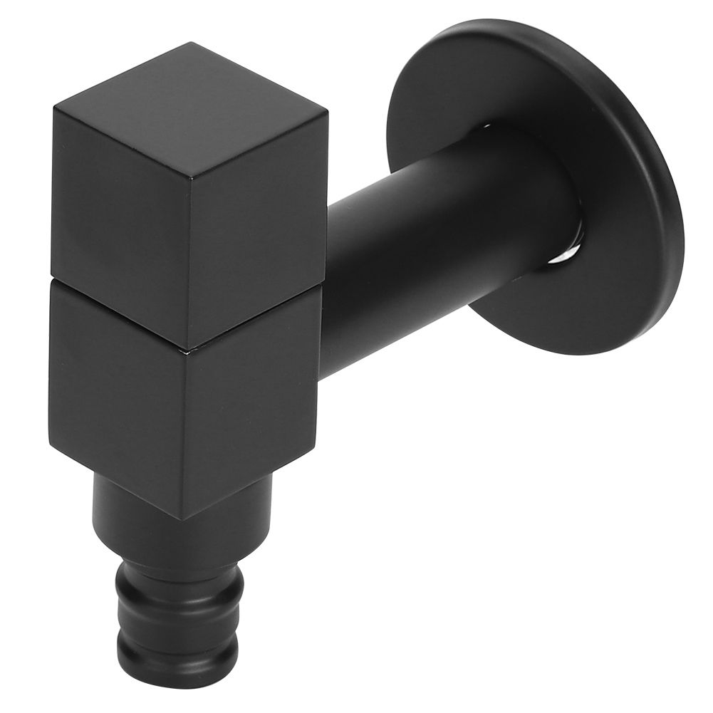 G1/2 Thread Black Copper Faucet Wall Mounted Single Cold Water Tap Bathroom