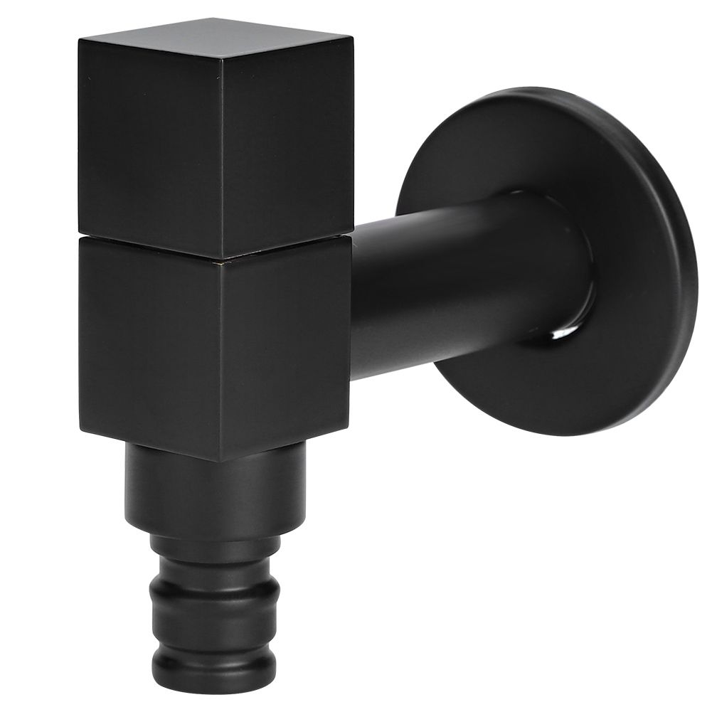 G1/2 Thread Black Copper Faucet Wall Mounted Single Cold Water Tap Bathroom view 3