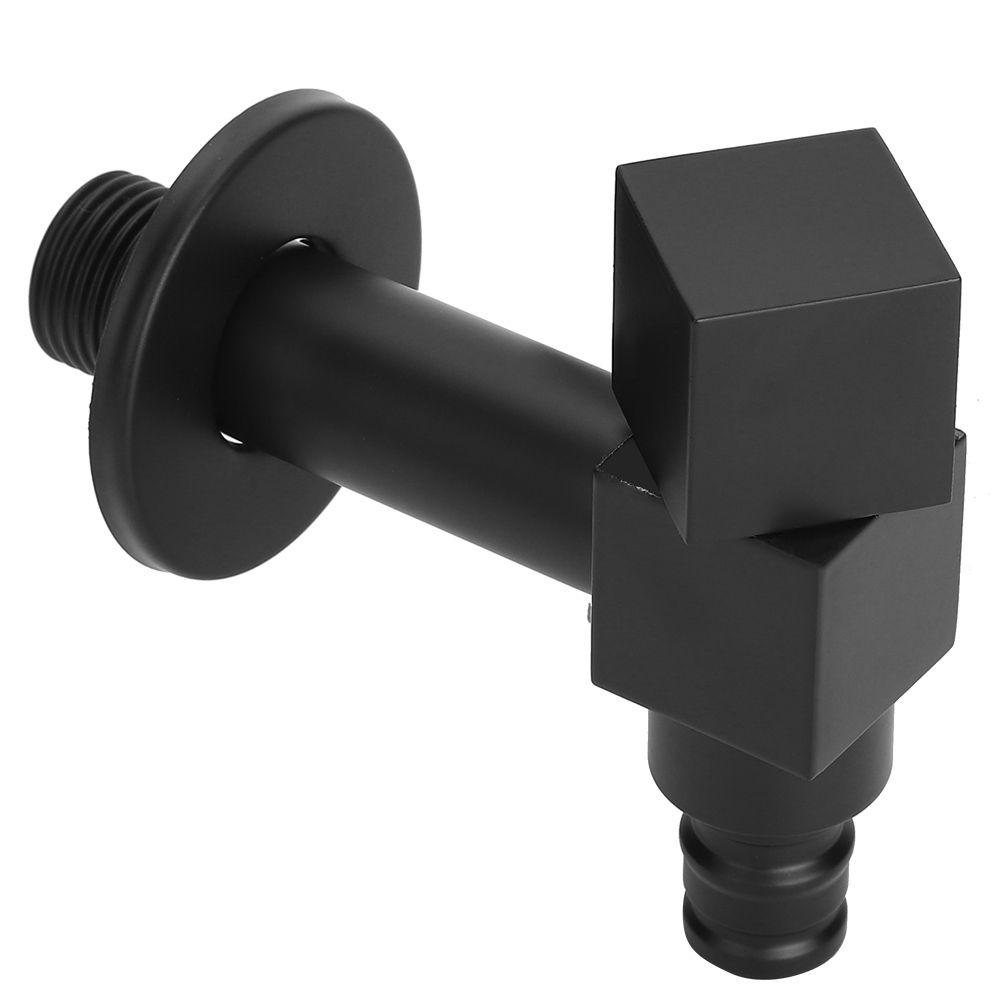 G1/2 Thread Black Copper Faucet Wall Mounted Single Cold Water Tap Bathroom view 4