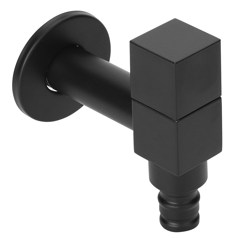G1/2 Thread Black Copper Faucet Wall Mounted Single Cold Water Tap Bathroom view 5