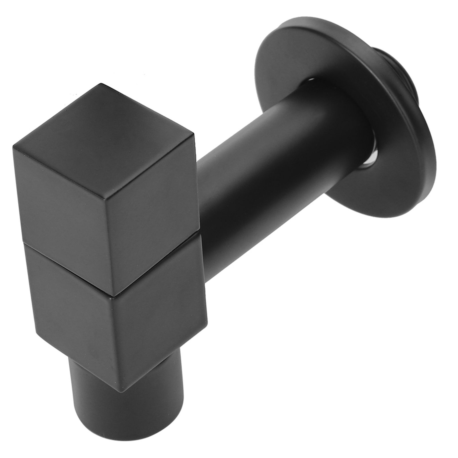 G1/2 Thread Black Copper Faucet Wall Mounted Single Cold Water Tap Bathroom view 3