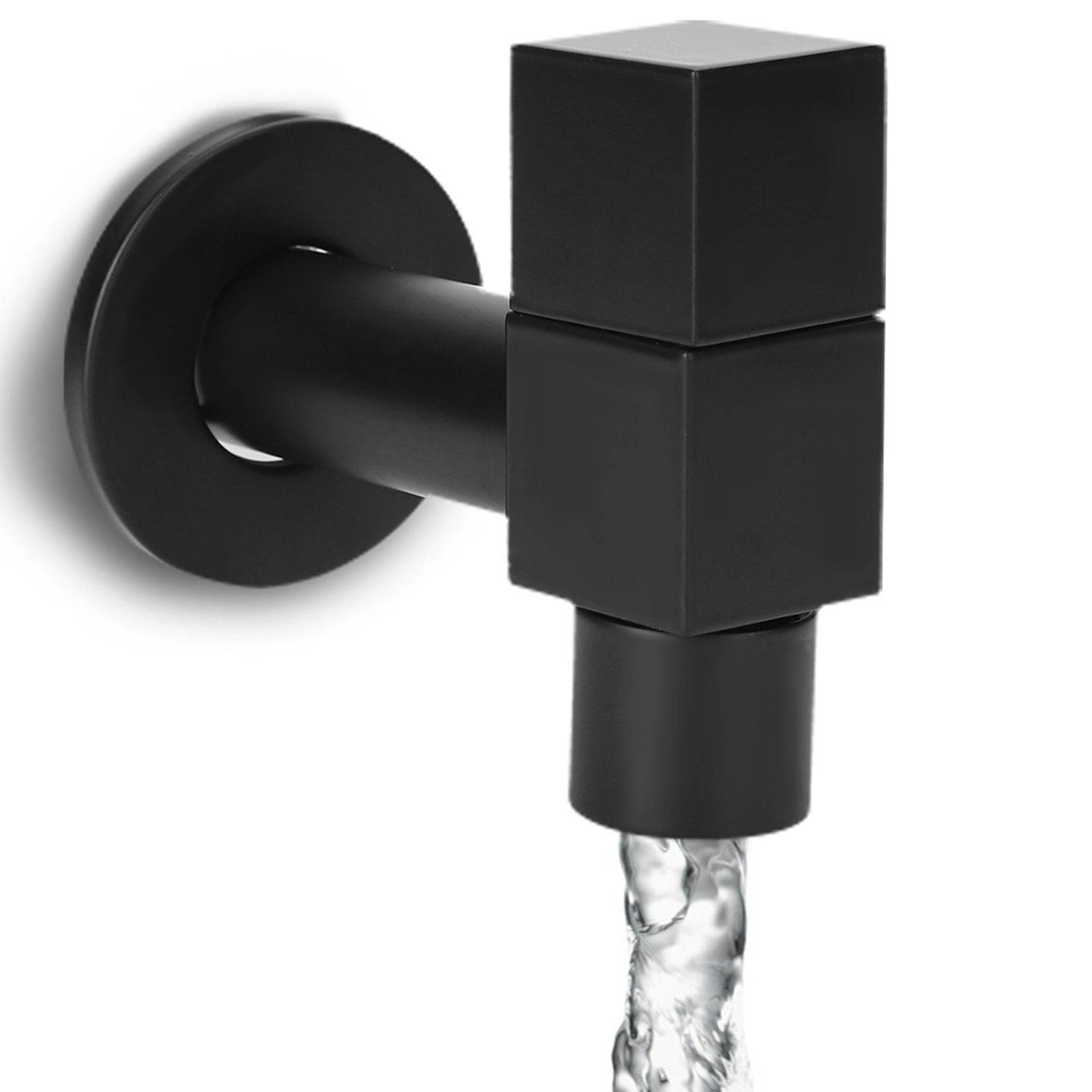 G1/2 Thread Black Copper Faucet Wall Mounted Single Cold Water Tap Bathroom view 9