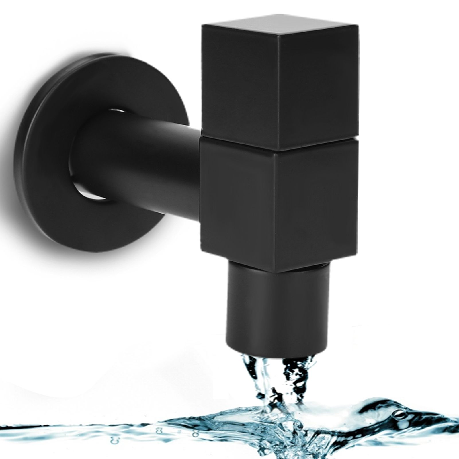 G1/2 Thread Black Copper Faucet Wall Mounted Single Cold Water Tap Bathroom view 10
