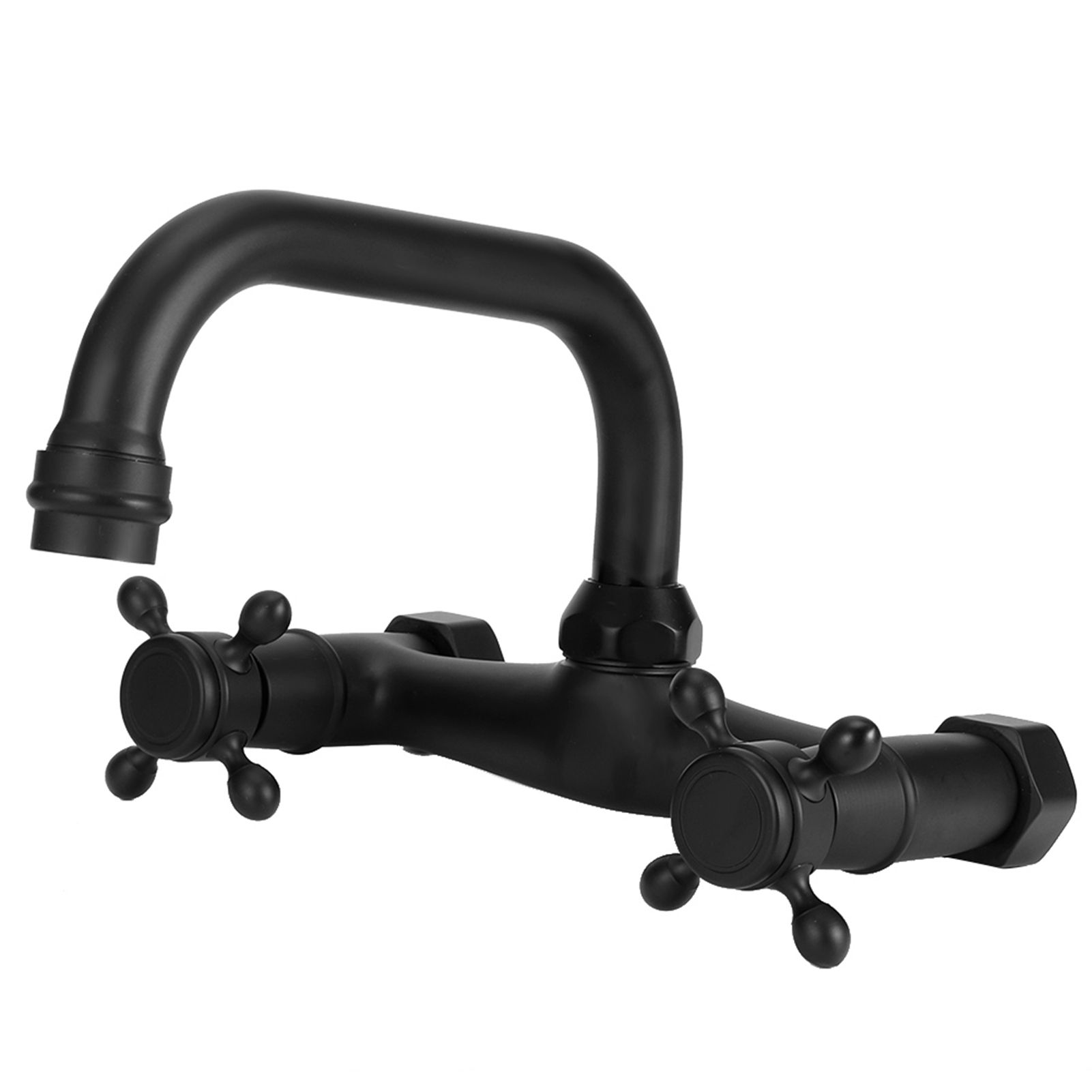 Copper Wall Mounted Bathroom Faucet Dual Handles Bathtub Hot Cold Water Mixer