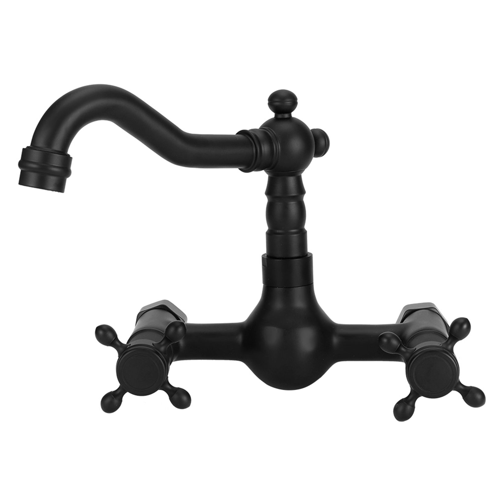 Copper Wall Mounted Bathroom Faucet Dual Handles Bathtub Hot Cold Water Mixer view 3