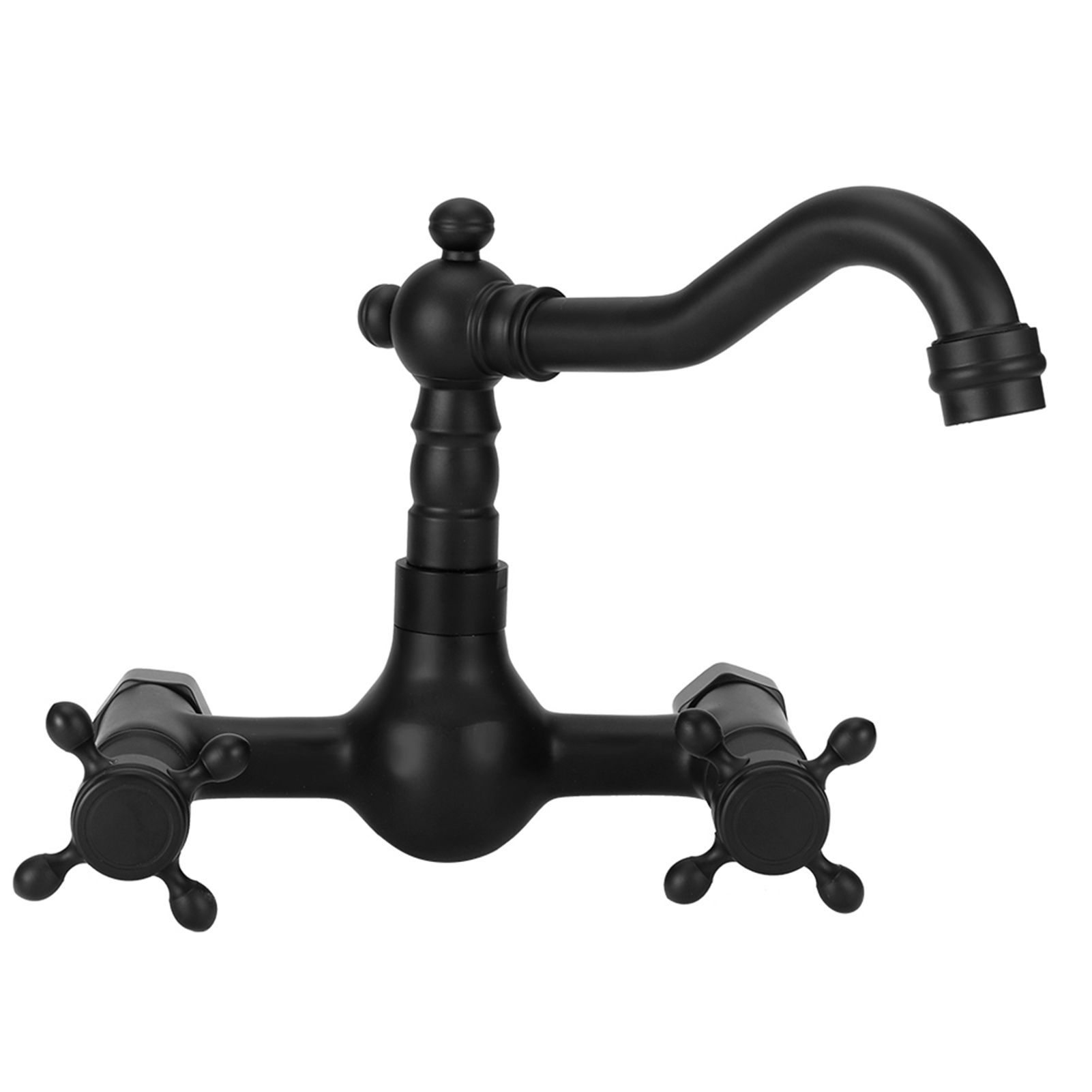 Copper Wall Mounted Bathroom Faucet Dual Handles Bathtub Hot Cold Water Mixer view 4