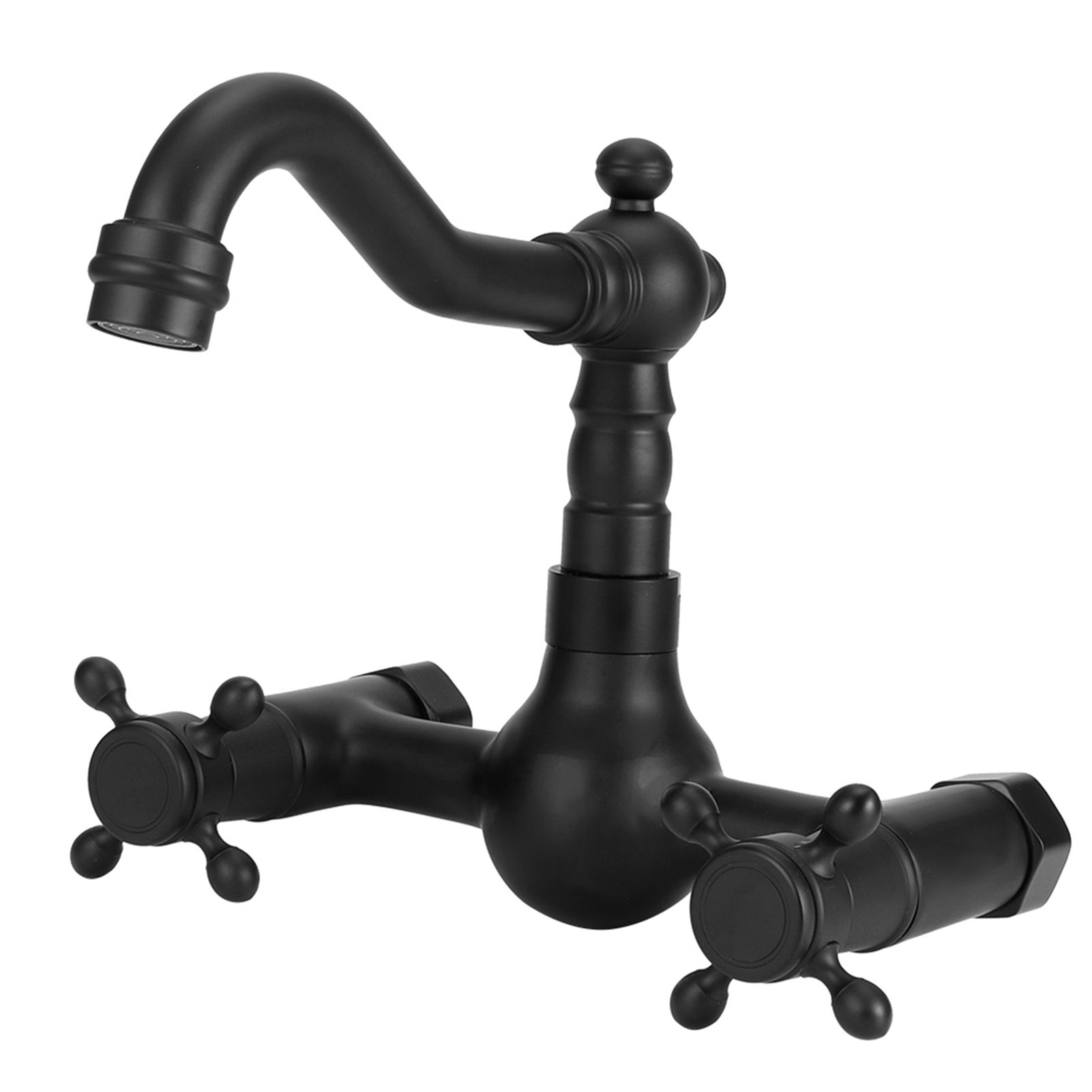 Copper Wall Mounted Bathroom Faucet Dual Handles Bathtub Hot Cold Water Mixer view 5