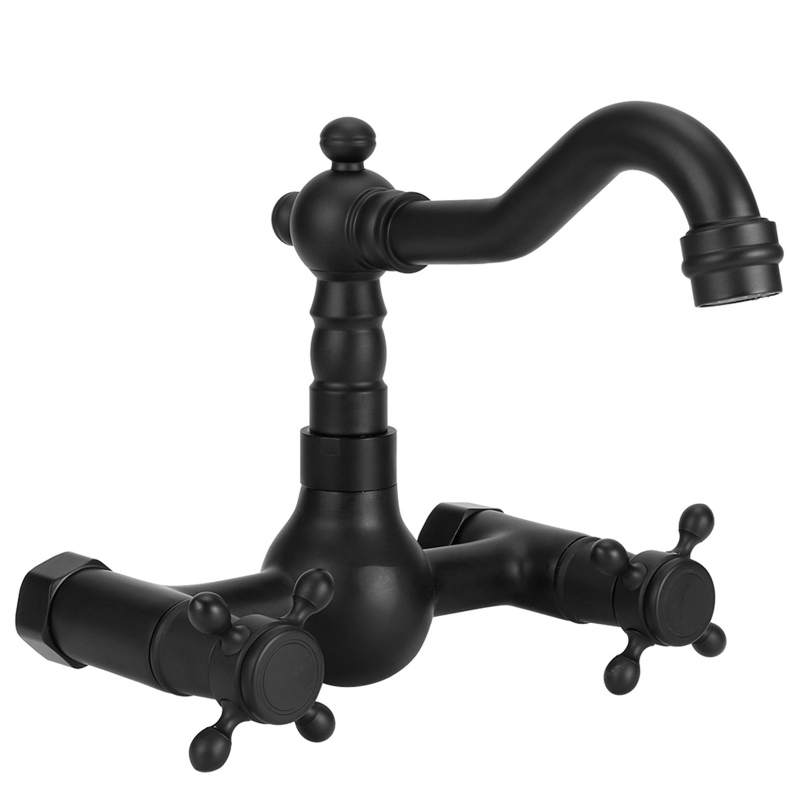 Copper Wall Mounted Bathroom Faucet Dual Handles Bathtub Hot Cold Water Mixer view 6