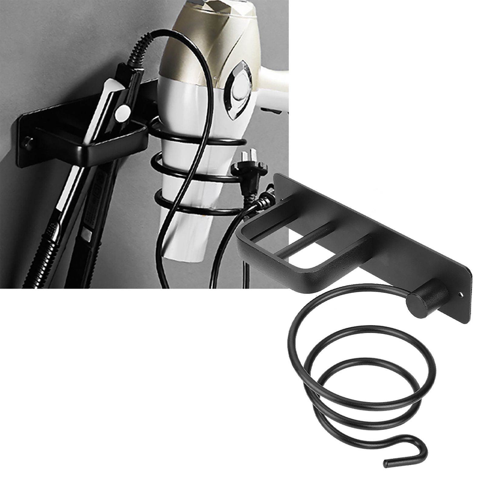Space Aluminum Wall Mounted Hair Dryer Holder Spiral Hair Care Tools Hanging view 9