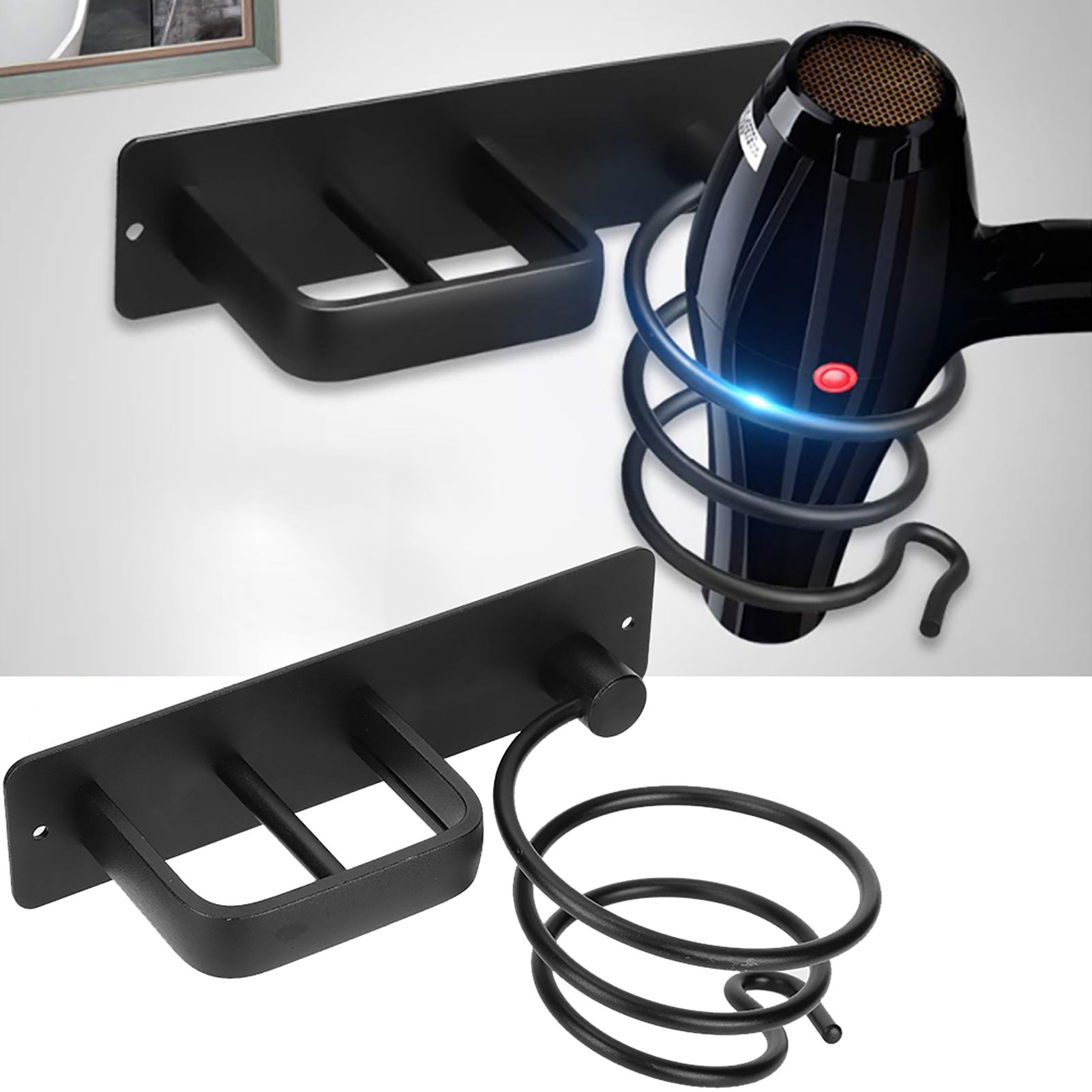 Space Aluminum Wall Mounted Hair Dryer Holder Spiral Hair Care Tools Hanging view 10