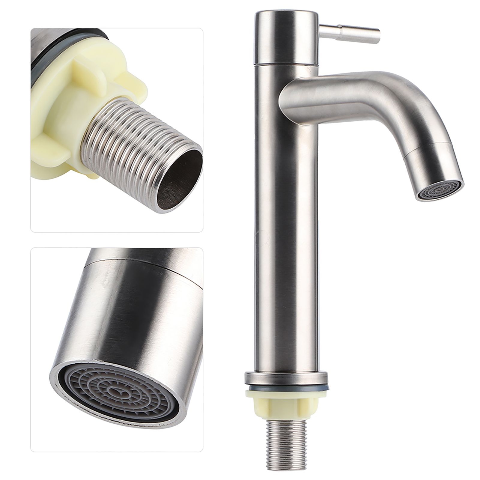 G1/2 Stainless Steel Brushed Single Cold Faucet Wash Basin Water Tap Bathroom view 8