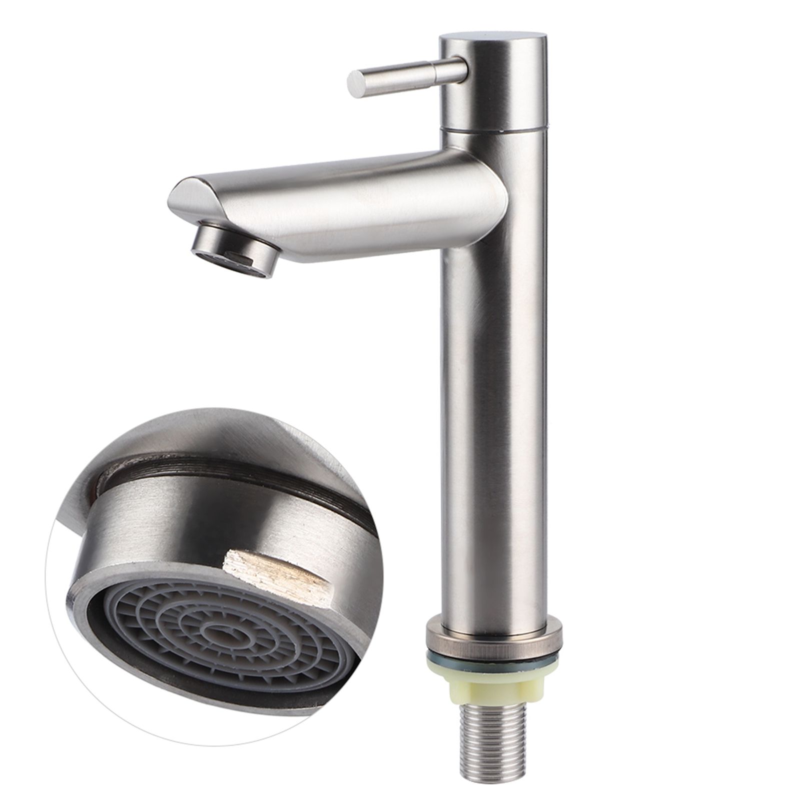 G1/2 Stainless Steel Brushed Single Cold Faucet Wash Basin Water Tap Bathroom view 4