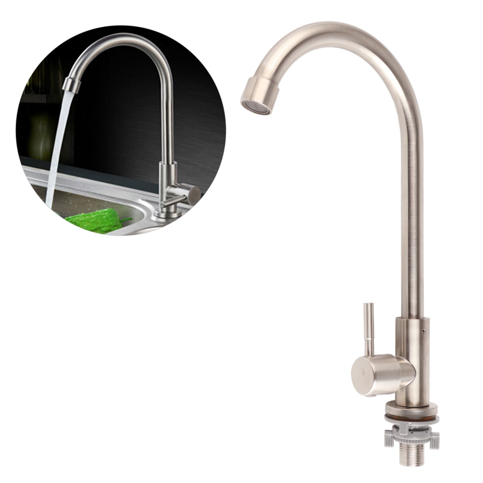 G1/2in Thread Stainless Steel Single Cold Single Hole Sink Water Tap 360 view 9