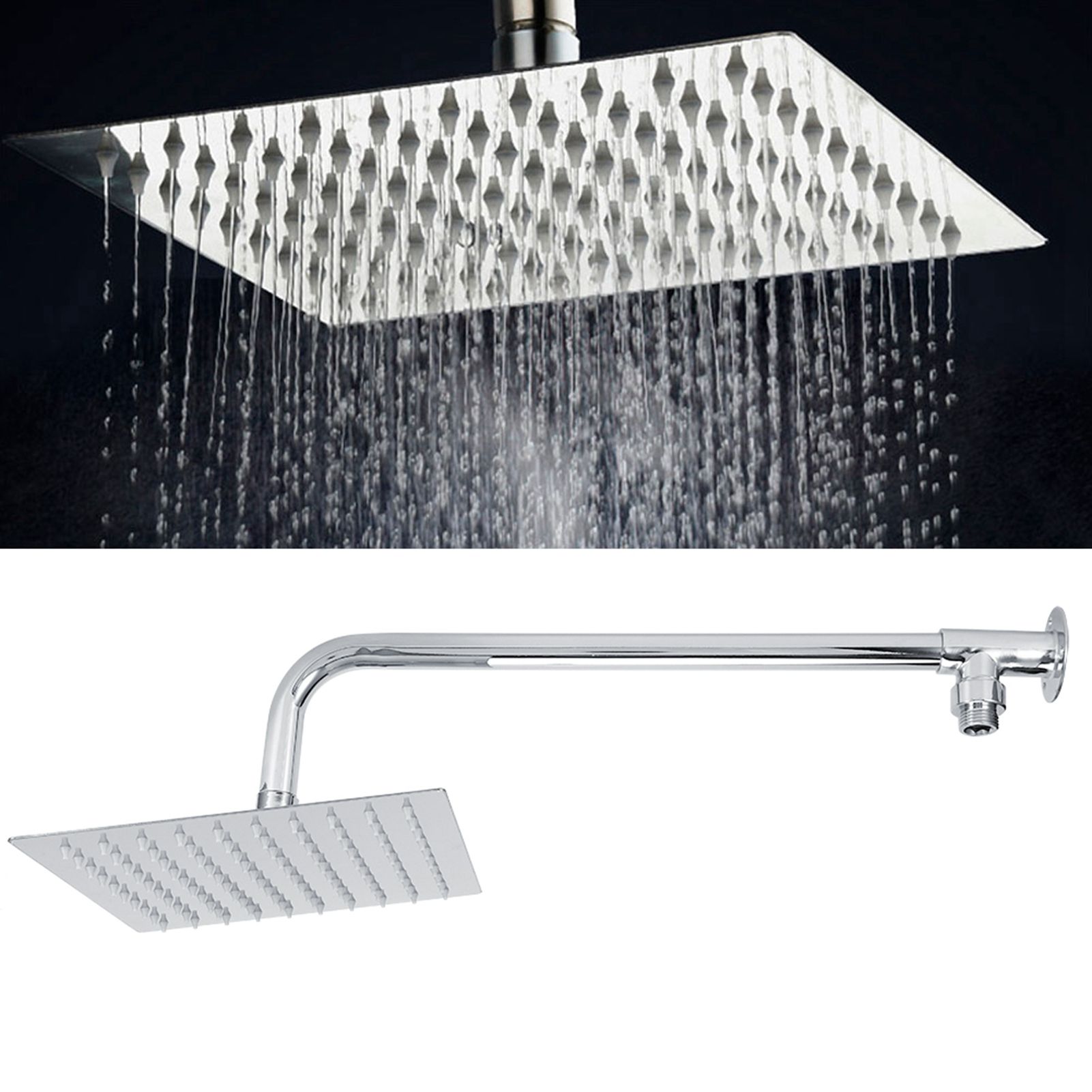 G1/2in Thread Wall Mounted Stainless Steel 8in Rainfall Showerhead Top Spray view 9