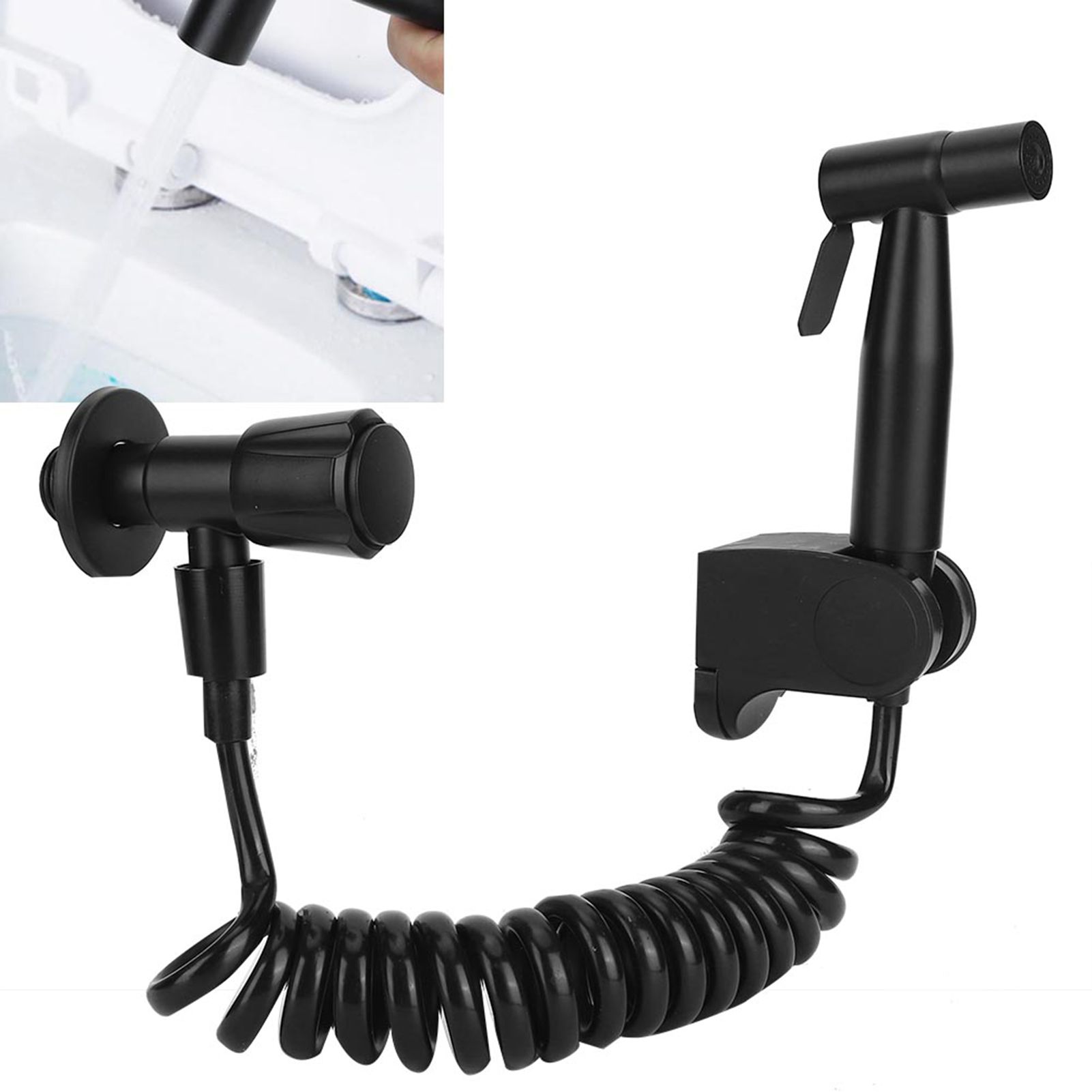 G1/2 Stainless Steel Thread Bidet Sprayer Set for Bathroom Toilet Black B Style view 9
