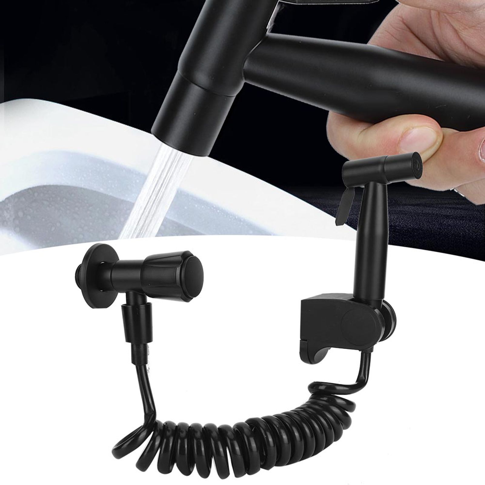 G1/2 Stainless Steel Thread Bidet Sprayer Set for Bathroom Toilet Black B Style view 10
