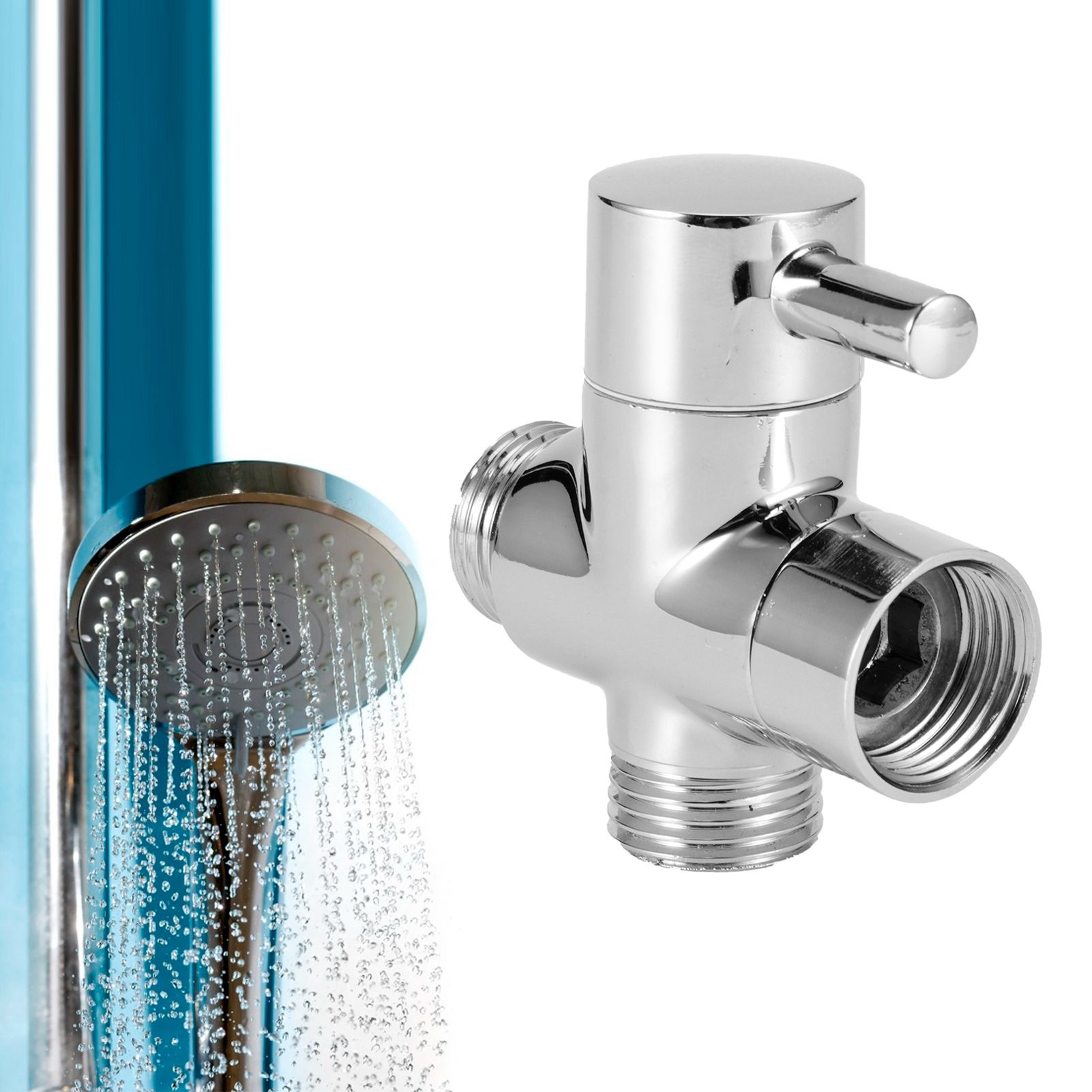 3Way Faucet Diverter Valve Bathroom Shower Parts for Handheld Showerhead Fixed view 10