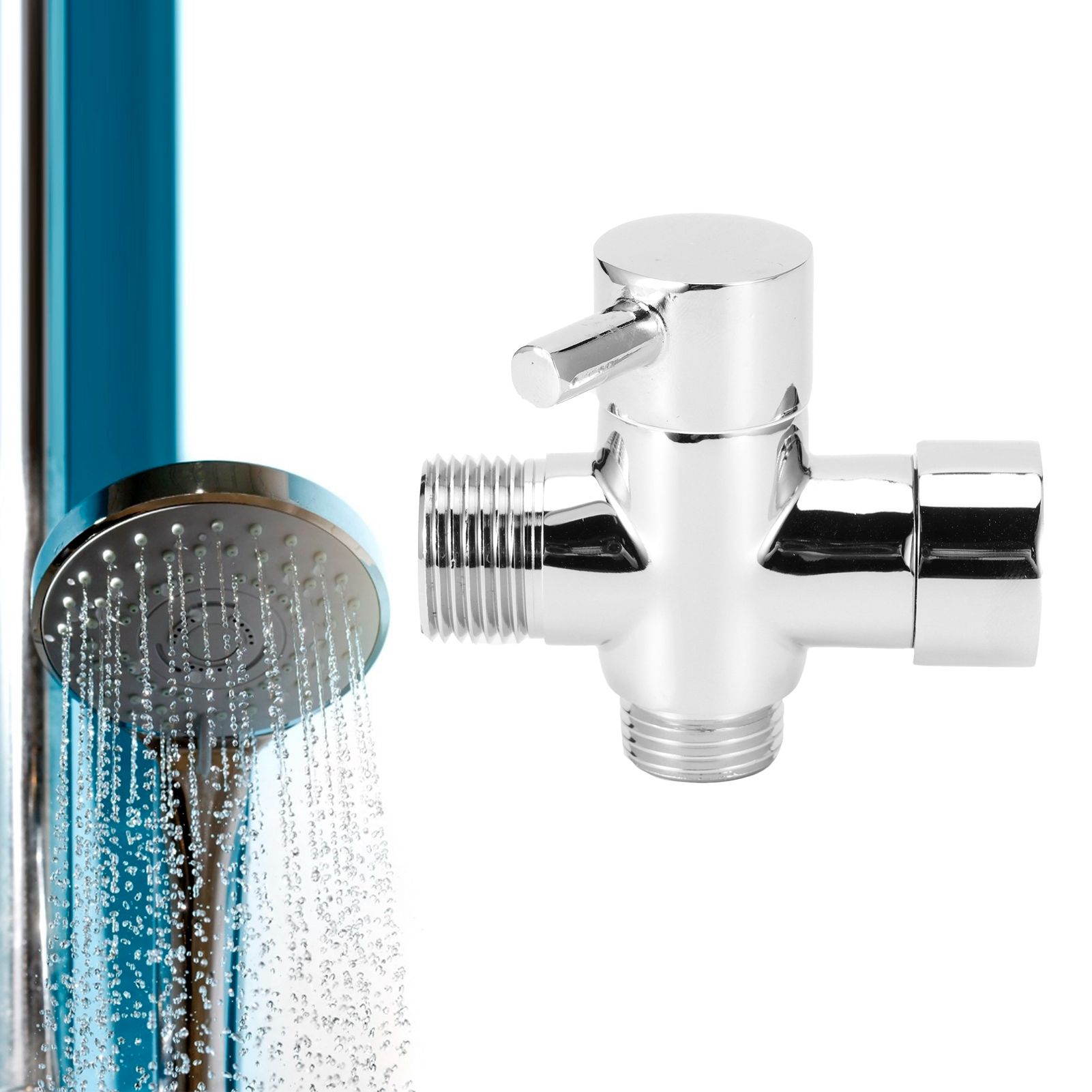 3Way Faucet Diverter Valve Bathroom Shower Parts for Handheld Showerhead Fixed view 10